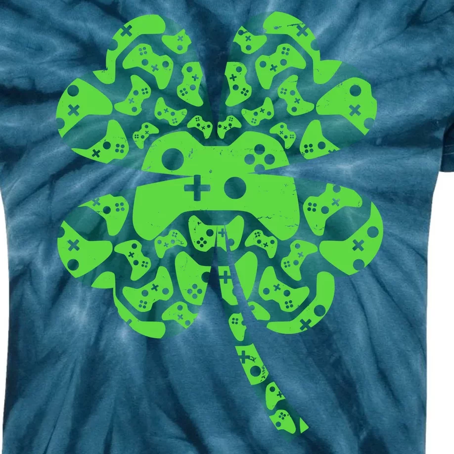 St Patricks Day Shamrock Clover Video Game Controllers Gamer Kids Tie-Dye T-Shirt