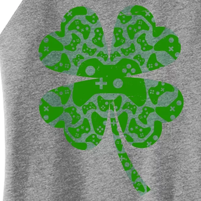 St Patricks Day Shamrock Clover Video Game Controllers Gamer Women’s Perfect Tri Rocker Tank