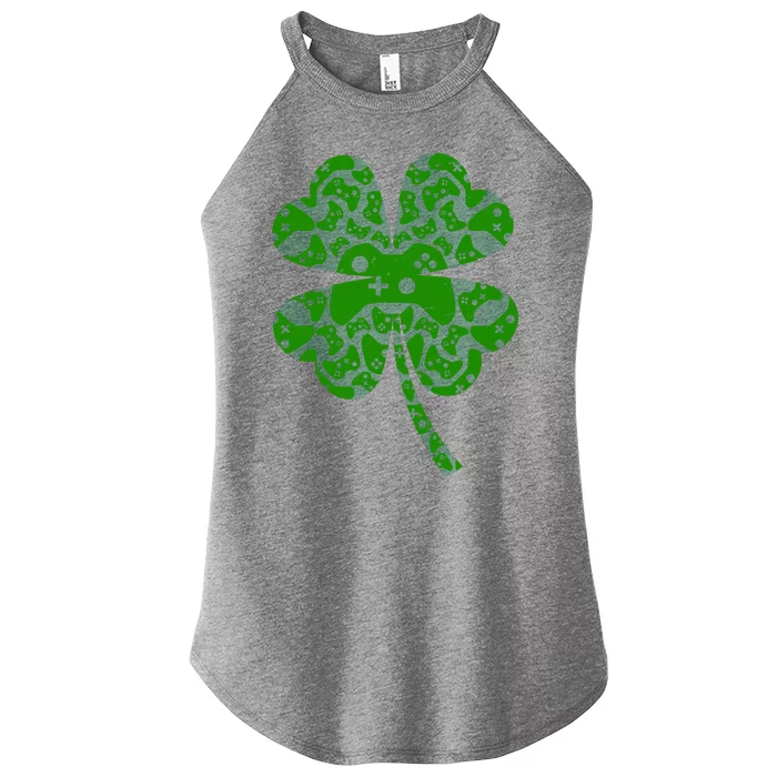 St Patricks Day Shamrock Clover Video Game Controllers Gamer Women’s Perfect Tri Rocker Tank