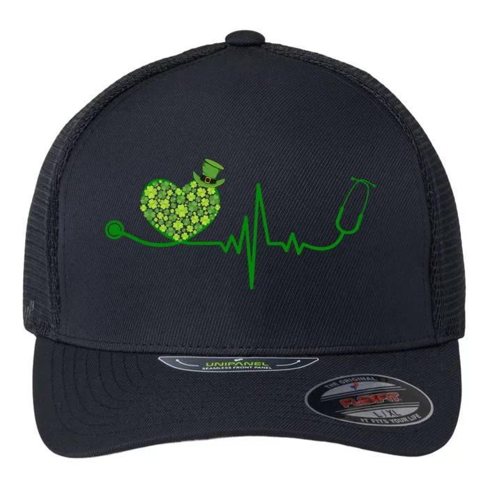 St Patricks Day Heartbeat Nurse Flexfit Unipanel Trucker Cap