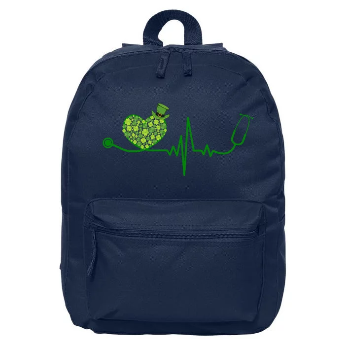 St Patricks Day Heartbeat Nurse 16 in Basic Backpack