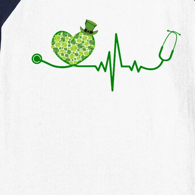 St Patricks Day Heartbeat Nurse Baseball Sleeve Shirt