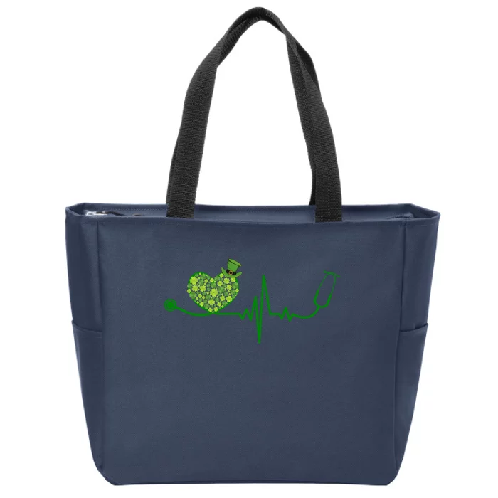 St Patricks Day Heartbeat Nurse Zip Tote Bag