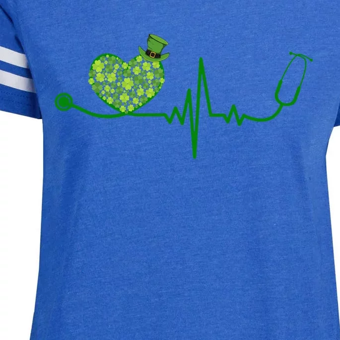 St Patricks Day Heartbeat Nurse Enza Ladies Jersey Football T-Shirt