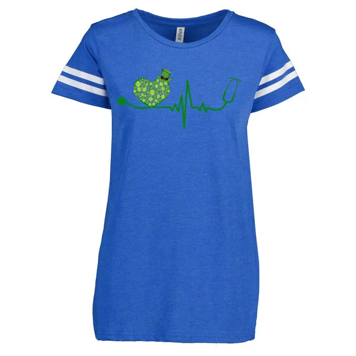 St Patricks Day Heartbeat Nurse Enza Ladies Jersey Football T-Shirt