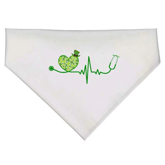 St Patricks Day Heartbeat Nurse USA-Made Doggie Bandana