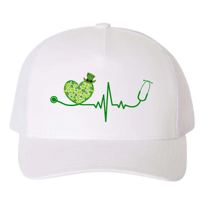 St Patricks Day Heartbeat Nurse Yupoong Adult 5-Panel Trucker Hat