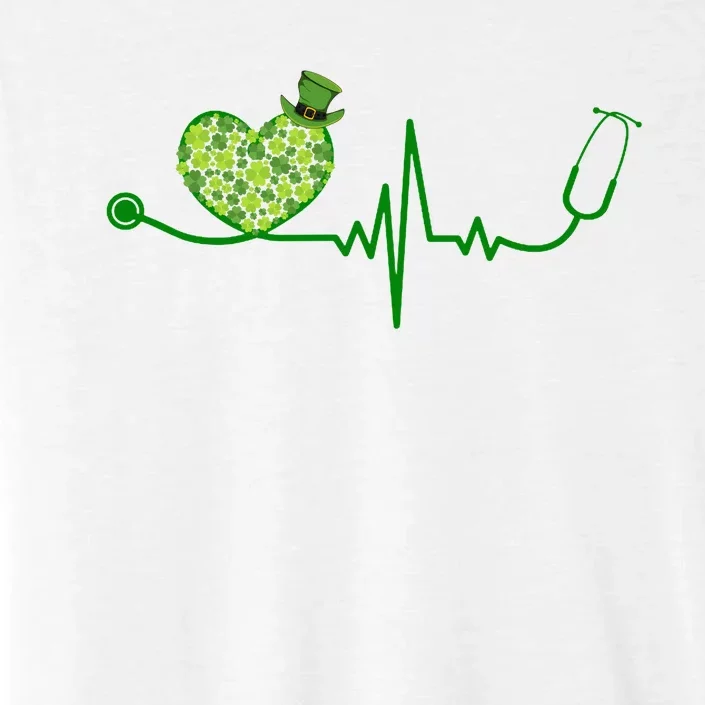 St Patricks Day Heartbeat Nurse ChromaSoft Performance T-Shirt