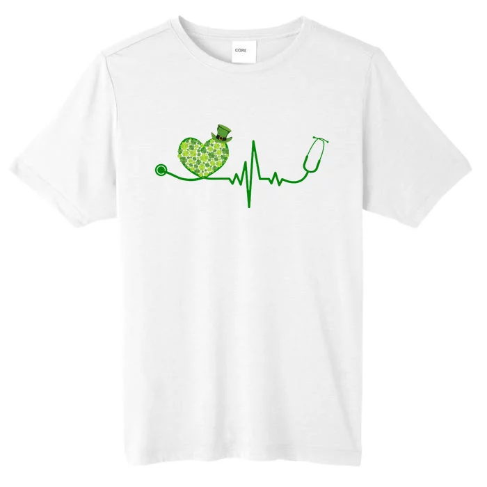 St Patricks Day Heartbeat Nurse ChromaSoft Performance T-Shirt