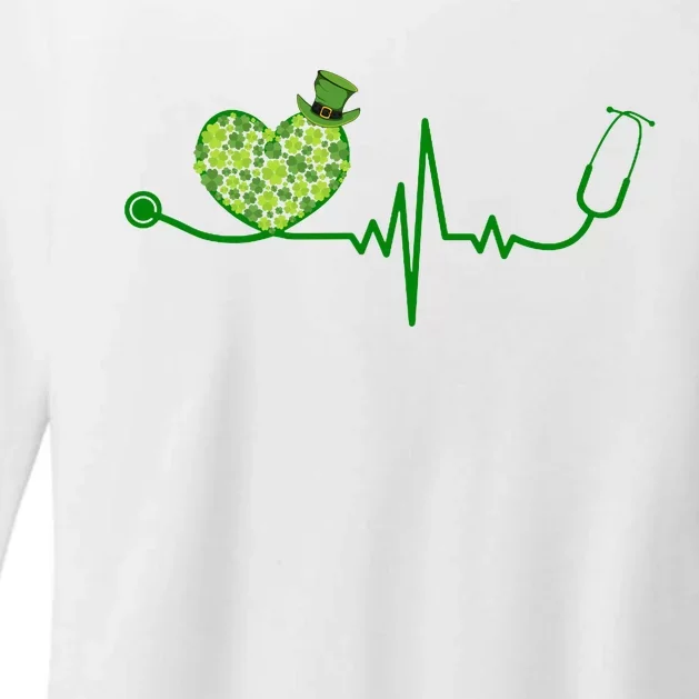 St Patricks Day Heartbeat Nurse Womens CVC Long Sleeve Shirt