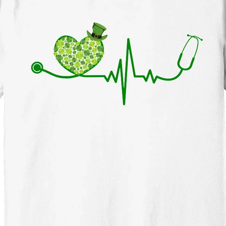 St Patricks Day Heartbeat Nurse Premium T-Shirt