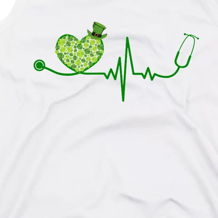 St Patricks Day Heartbeat Nurse Tank Top