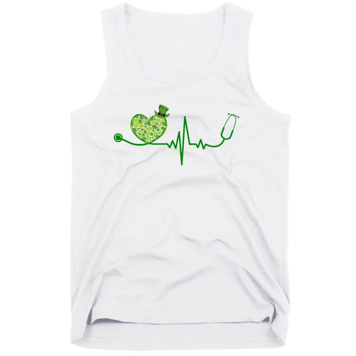 St Patricks Day Heartbeat Nurse Tank Top