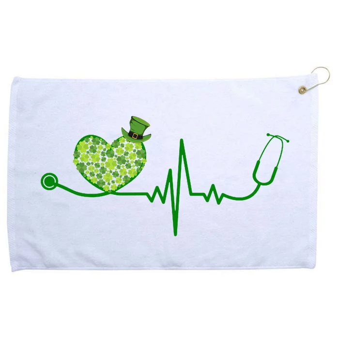 St Patricks Day Heartbeat Nurse Grommeted Golf Towel