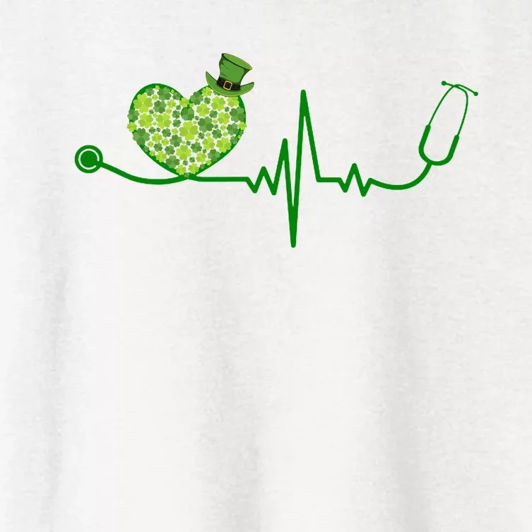 St Patricks Day Heartbeat Nurse Women's Crop Top Tee