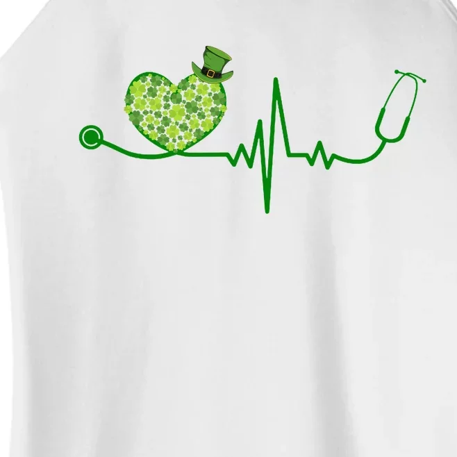 St Patricks Day Heartbeat Nurse Women’s Perfect Tri Rocker Tank