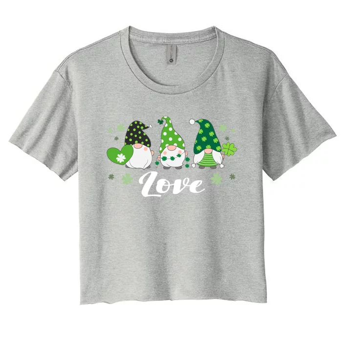 St Patricks Day Green Gnomes Love Irish Gift Women's Crop Top Tee