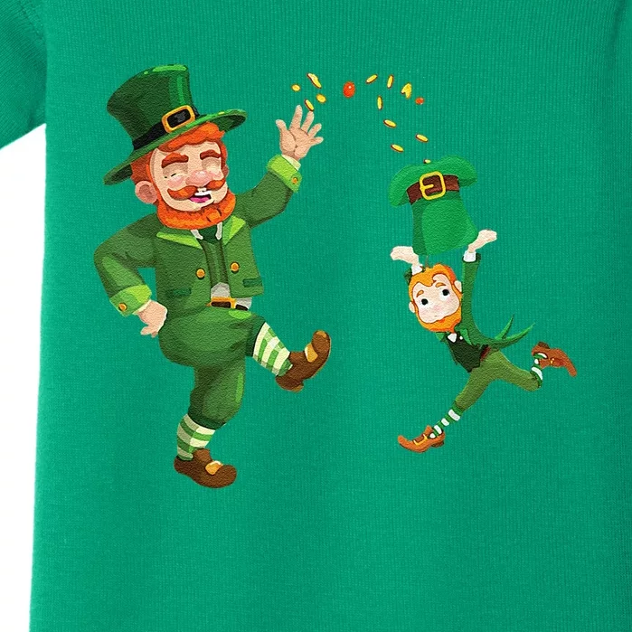 St Patricks Day Leprechaun Riding Dinosaur Gift Baby Bodysuit