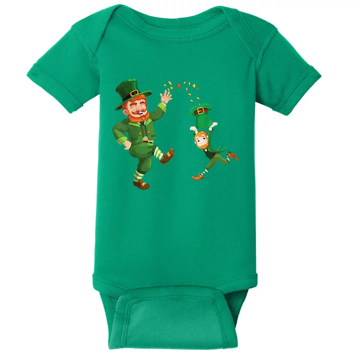 St Patricks Day Leprechaun Riding Dinosaur Gift Baby Bodysuit