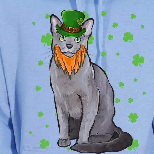 St Patricks Day Russian Blue Cat Shamrock Gift Cool Gift Unisex Surf Hoodie