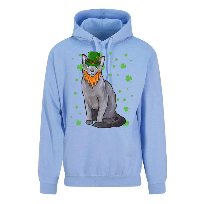 St Patricks Day Russian Blue Cat Shamrock Gift Cool Gift Unisex Surf Hoodie