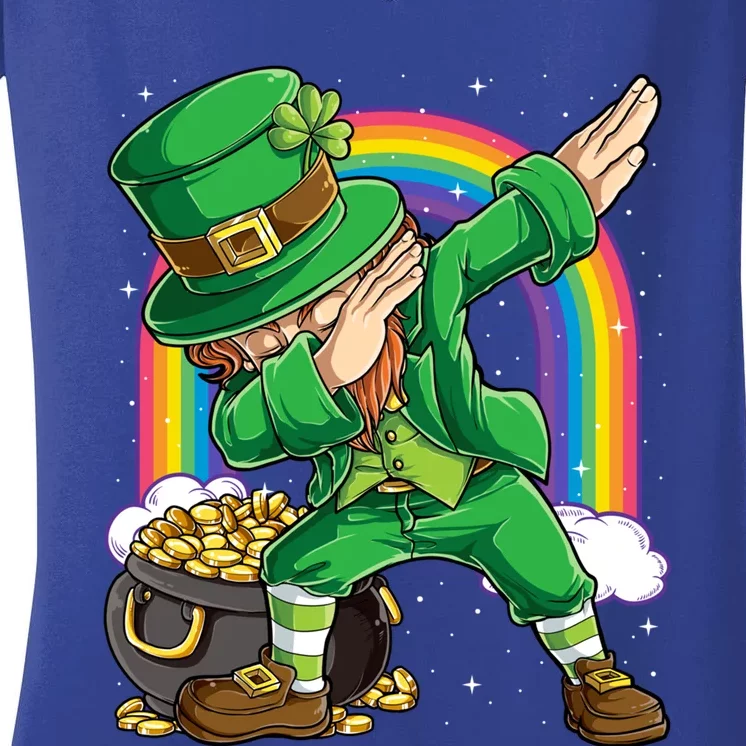 St Patricks Day Dabbing Leprechaun Funny Dab Dance Meaningful Gift Women's V-Neck T-Shirt