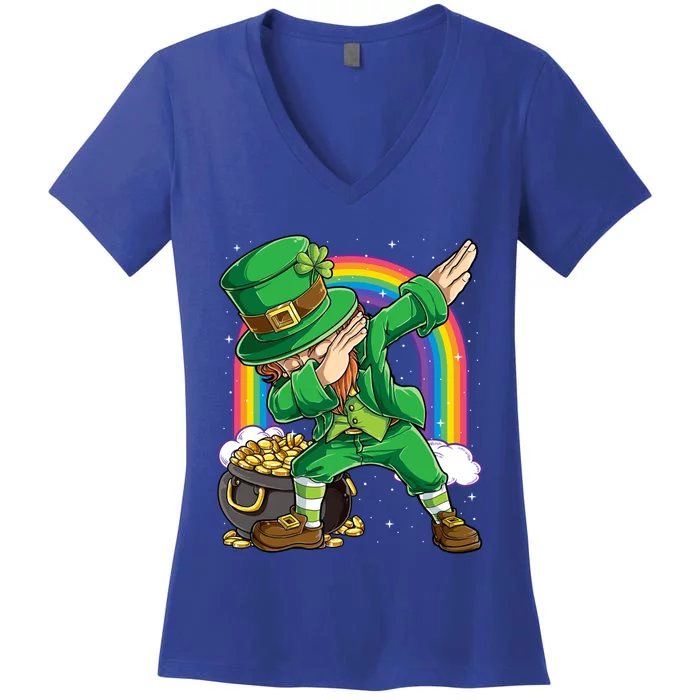 St Patricks Day Dabbing Leprechaun Funny Dab Dance Meaningful Gift Women's V-Neck T-Shirt