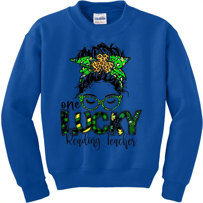 St Patrick Day Teacher Love One Lucky Reading Teacher Cool Gift Kids Sweatshirt