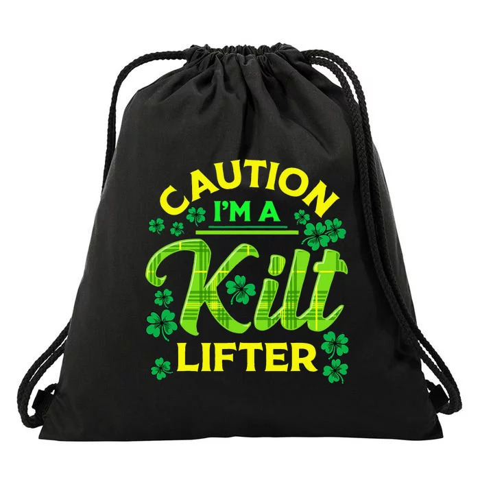 St Patrick's Day Caution I'm A Kilt Lifter Drawstring Bag