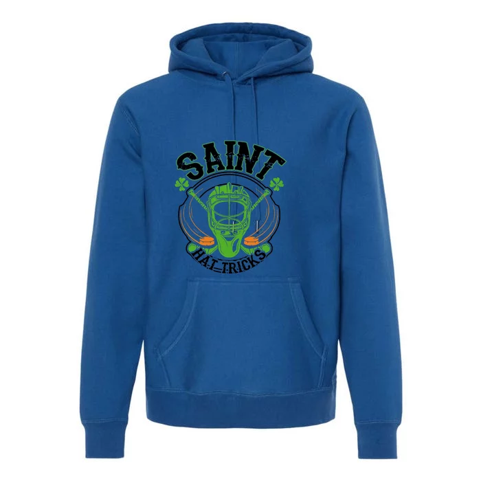 St Patricks Day Saint Hat Tricks Hockey Shamrock Kids Boys Premium Hoodie