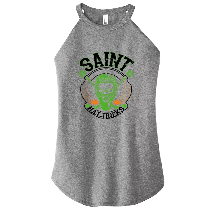 St Patricks Day Saint Hat Tricks Hockey Shamrock Kids Boys Women’s Perfect Tri Rocker Tank