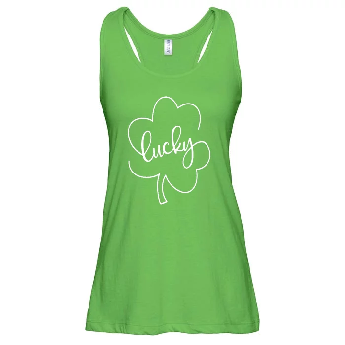 St. Paddys Day Lucky Green Clover Ladies Essential Flowy Tank