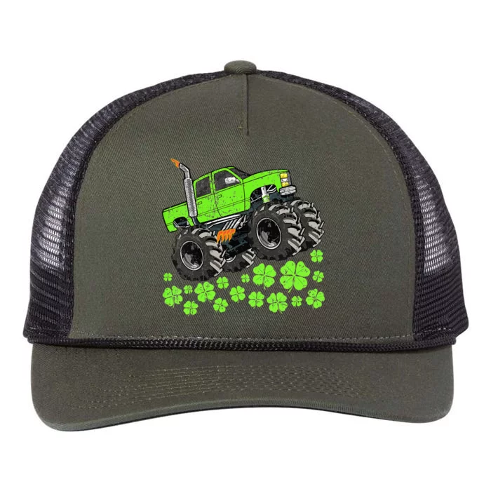 St Patricks Day Toddler Lucky Monster Truck Retro Rope Trucker Hat Cap