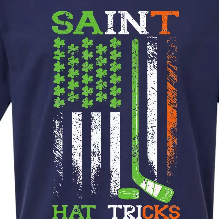 St Patricks Day Saint Hat Tricks Hockey Shamrock Sueded Cloud Jersey T-Shirt