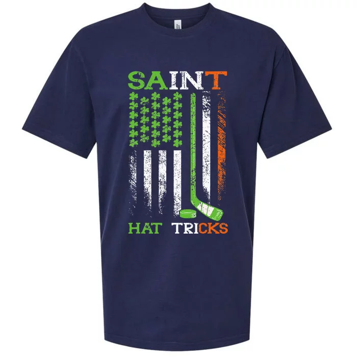 St Patricks Day Saint Hat Tricks Hockey Shamrock Sueded Cloud Jersey T-Shirt