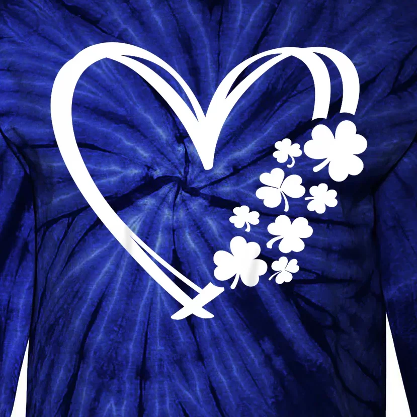 St Patricks Day Irish Heart Shamrocks Tie-Dye Long Sleeve Shirt