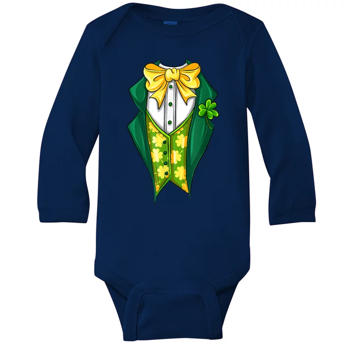 St Patrick's Day Tuxedo Baby Long Sleeve Bodysuit