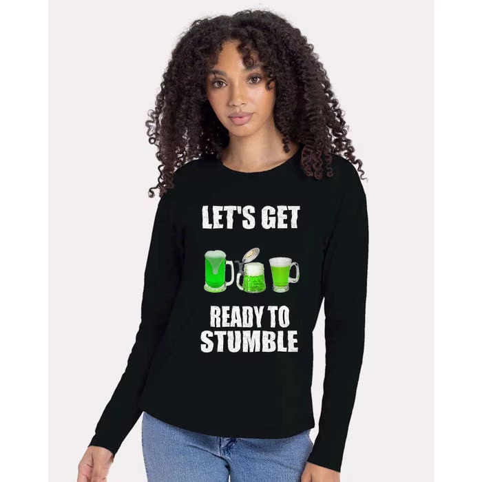 Saint Patrick's Day Lets Get Ready To Stumble Womens Cotton Relaxed Long Sleeve T-Shirt