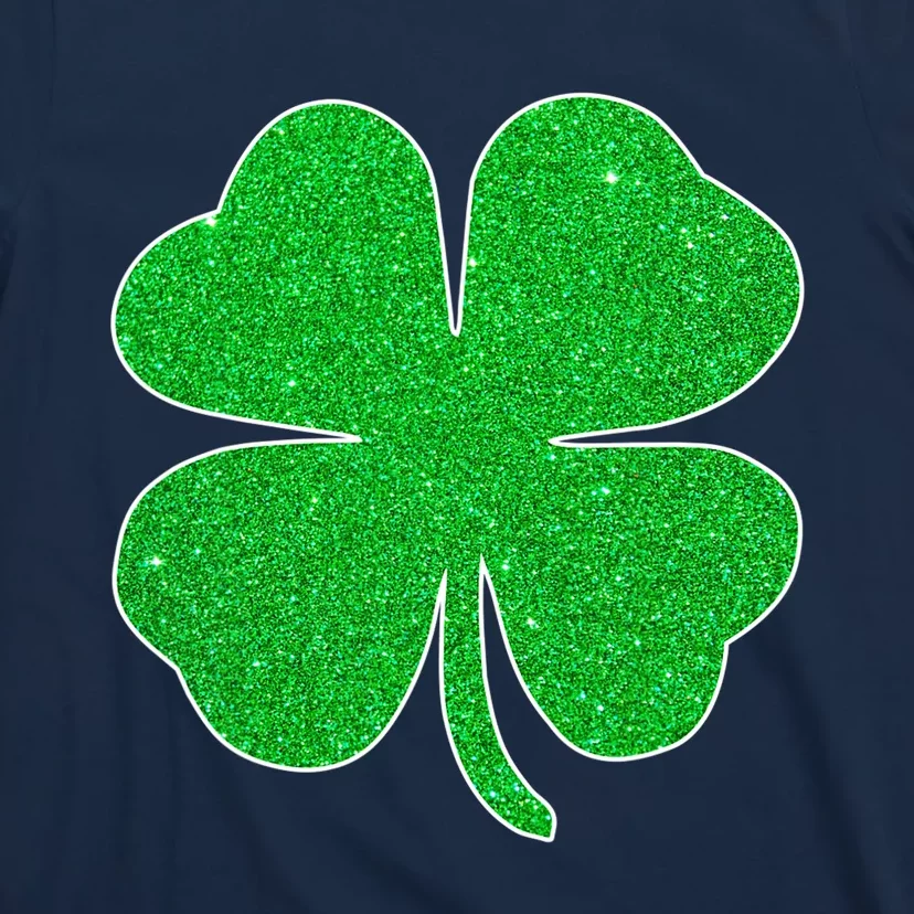 St. Patrick's Day Green Glitter Clover Shamrock T-Shirt