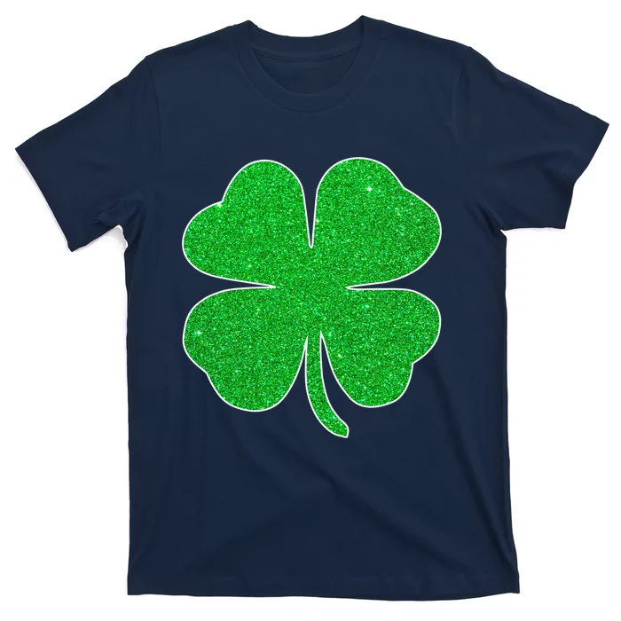 St. Patrick's Day Green Glitter Clover Shamrock T-Shirt