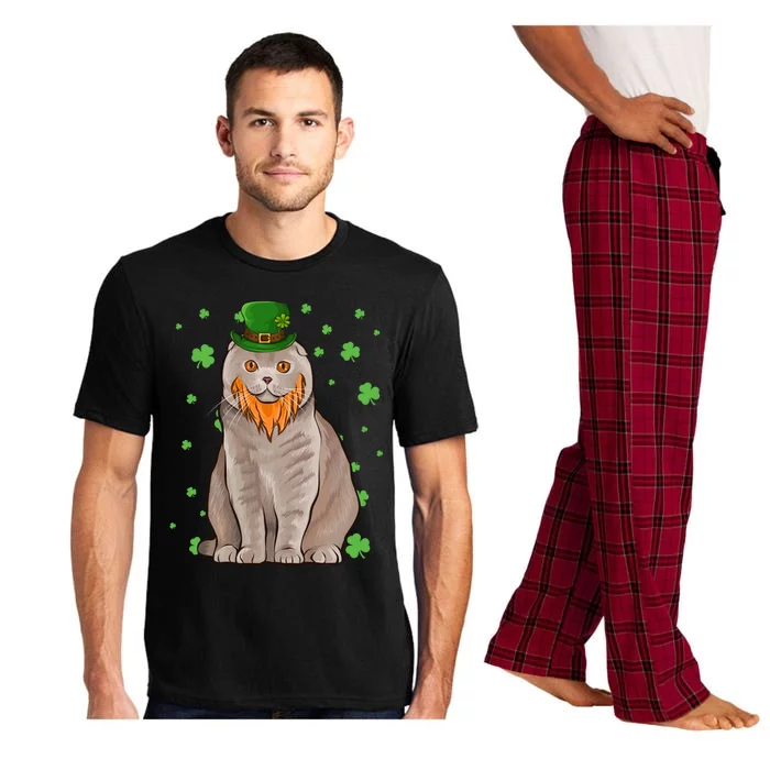 St Patricks Day Scottish Fold Cat Shamrock Gift Great Gift Pajama Set