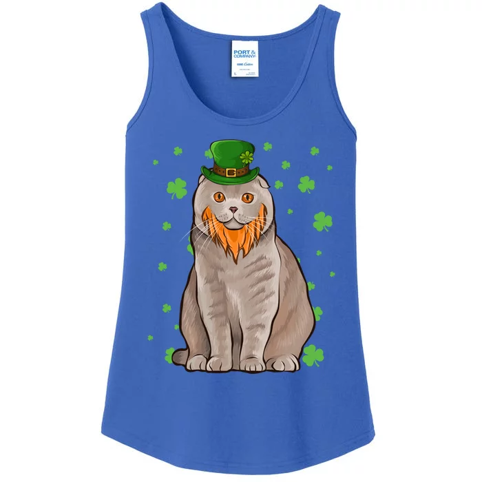 St Patricks Day Scottish Fold Cat Shamrock Gift Great Gift Ladies Essential Tank