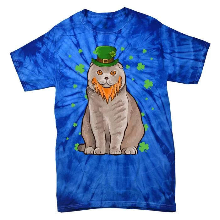 St Patricks Day Scottish Fold Cat Shamrock Gift Great Gift Tie-Dye T-Shirt