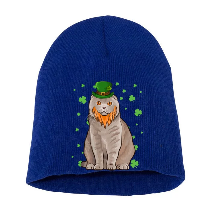 St Patricks Day Scottish Fold Cat Shamrock Gift Great Gift Short Acrylic Beanie