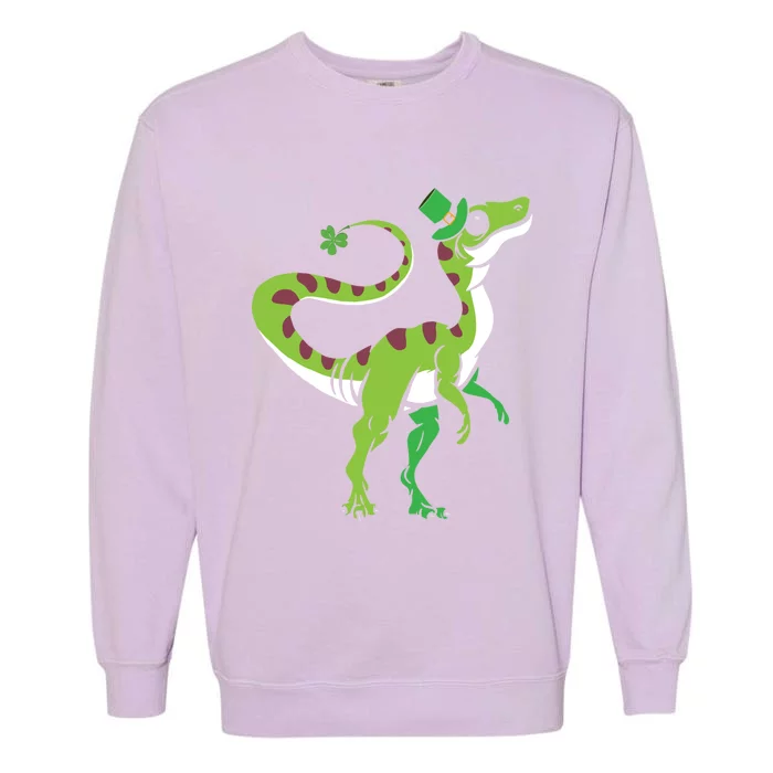 Saint Patrick's Day Irish Shenanigan Dinosaur Lover Dino Gift Garment-Dyed Sweatshirt