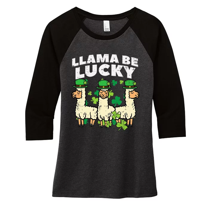 St Patricks Day Llama Be Lucky Saint Pattys Women's Tri-Blend 3/4-Sleeve Raglan Shirt