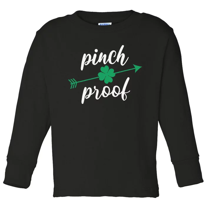 Saint Patrick's Day Pinch Proof Paddy's Day March 17 Design Toddler Long Sleeve Shirt