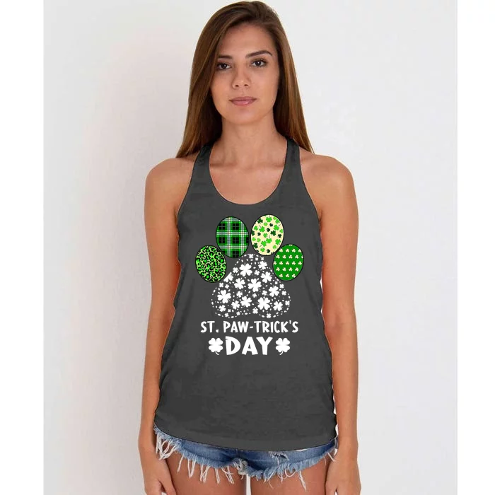 St Pawtrick's Day Happy Saint Patrick's Day Dog Lover Women's Knotted Racerback Tank