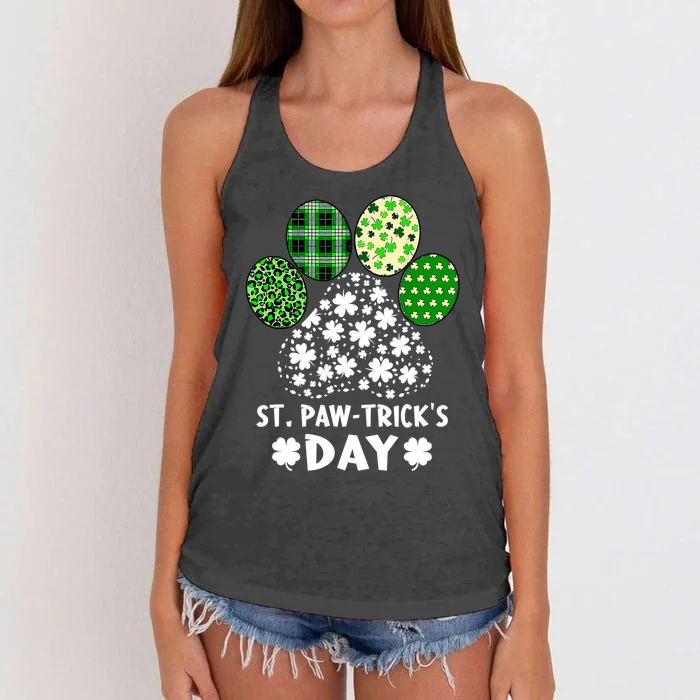 St Pawtrick's Day Happy Saint Patrick's Day Dog Lover Women's Knotted Racerback Tank