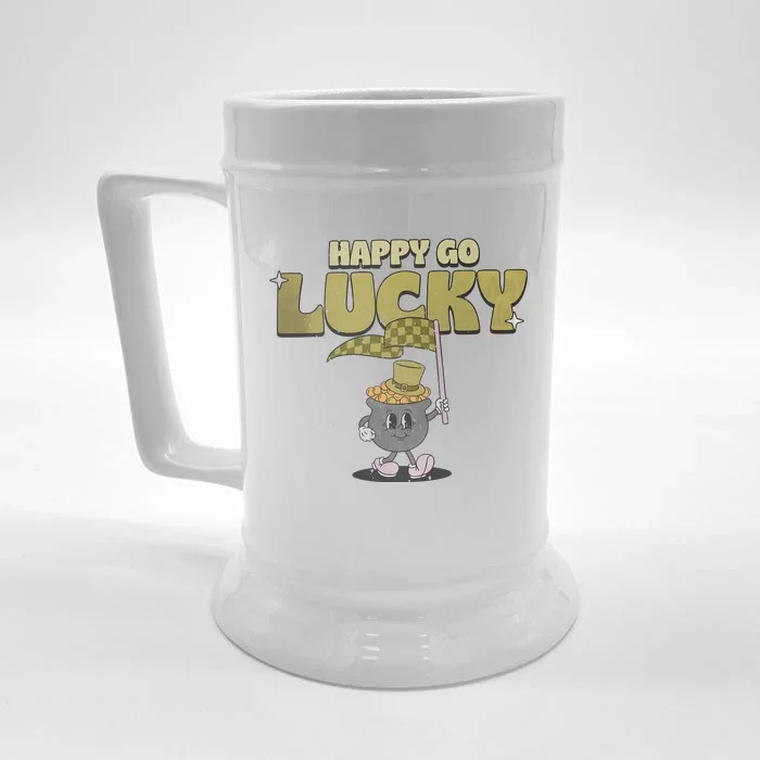 St Patrick's Day Happy Happy Go Lucky Retro Front & Back Beer Stein